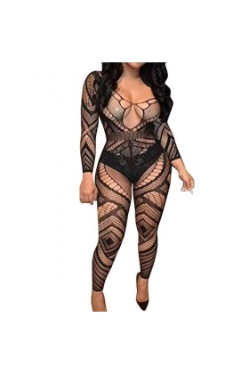 TDEOK Costume sexy en dentelle florale Bodycons Lingerie sexy Collants Femmes Costumes Dentelle Body Lingerie avec ensemble 