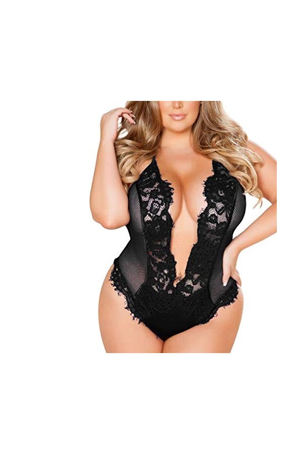Générique Femmes Grande Taille Soutien-Gorge Dentelle Lingerie Sexy Body siamesed Bodydoll vêtements de Nuit Nuisette Mi Long
