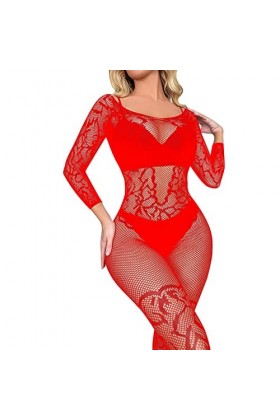 liaddkv Ensemble de lingerie sexy en résille à manches longues pour femme, a, taille unique