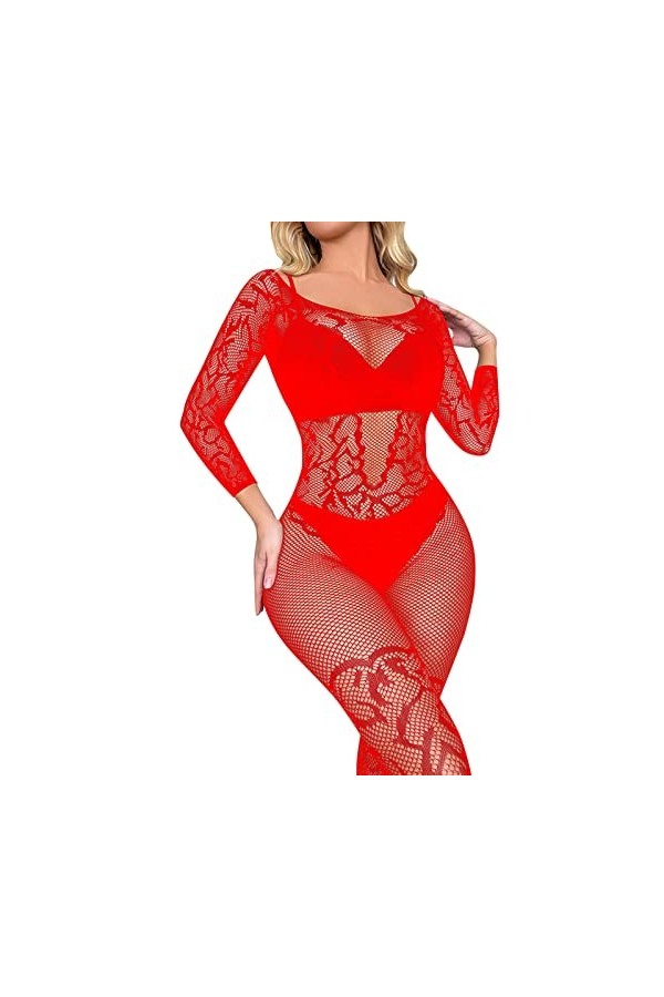 liaddkv Ensemble de lingerie sexy en résille à manches longues pour femme, a, taille unique