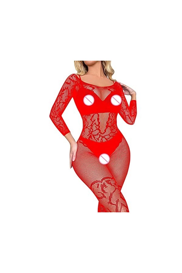 liaddkv Ensemble de lingerie sexy en résille à manches longues pour femme, a, taille unique