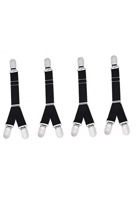 2 paires porte-jarretelles élastiques réglables en métal avec boucle en bec de canard antidérapant à clip pour bas de chausse