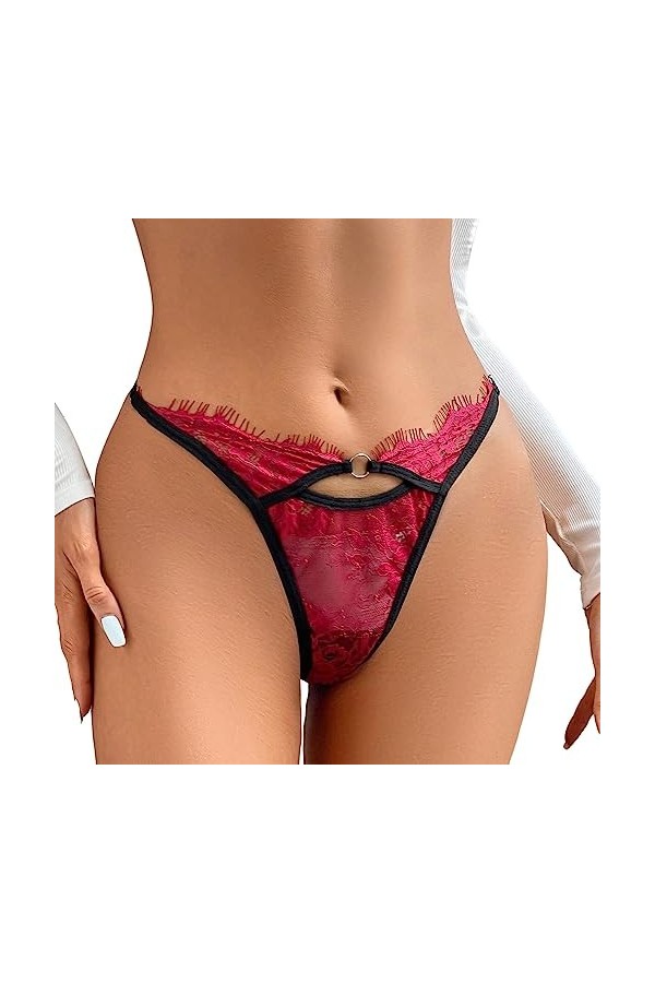 sous-vêtements Sexy Lingerie Sexy Dentelle Dos Ouvert String sous-vêtements Culottes Red, M 