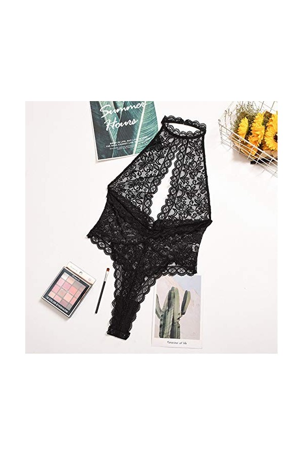 liaddkv Schauen Sie durch Women s Sexy Ultra Thin Unterwäsche reizvolle Spitze Streomper underbody Anzug Spitze Dessous Herr