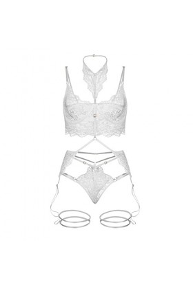 Thong avec jarretière Le polyesterPor Habillage à lextérieur Lady Lingeries Grandes Tailles White, XXL 