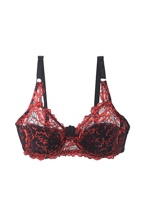 Bustier Femme Sexy Dentelle Soutien-gorge Thorn Plus Size Sous-vêtements Brassière Bustier Top, rouge, 110D
