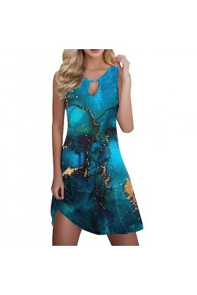 Robe dété ample sans manches à col en V pour femmes, robe dété décontractée, mini robe dété mignonne, style 2024, Vert, M