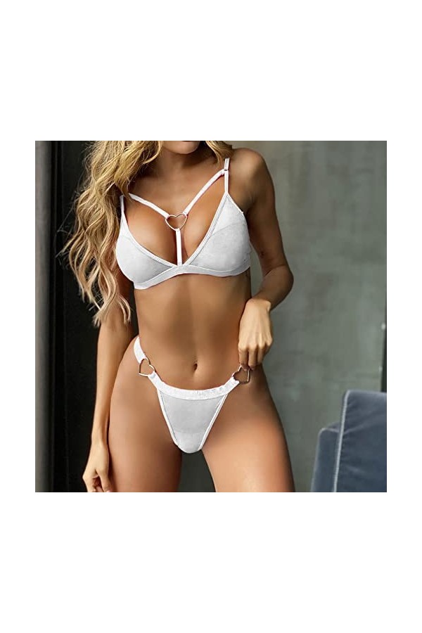 Lingerie Femme Sexy Ensemble Homme Sexy Hot y*2k Femmes Sexy Love Pattern Dentelle Femmes Lingerie Sexy Soutien-Gorge + Strin