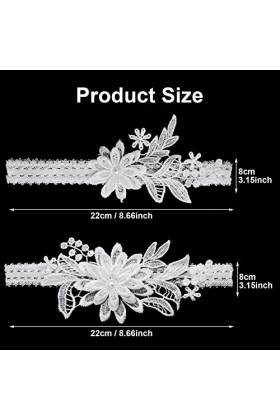 2 Pièces Jarretière Femme Mariage Dentelle Blanche Fleur Jarretiere Mariée Demoiselle dHonneur Accessoires de Mariage Champe