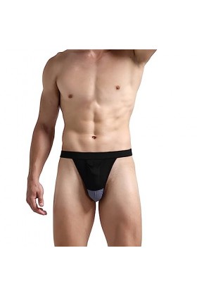 sous-vêtements pour Hommes Solide Respirant Maille Taille Basse String Sexy Pantalon en Forme de T Strings Hot Sexy Homme BK