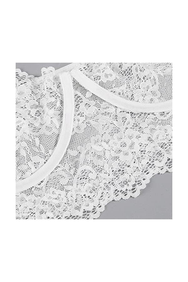 Thong avec jarretière Le polyesterPor Habillage à lextérieur Lady Lingeries Grandes Tailles White, M 