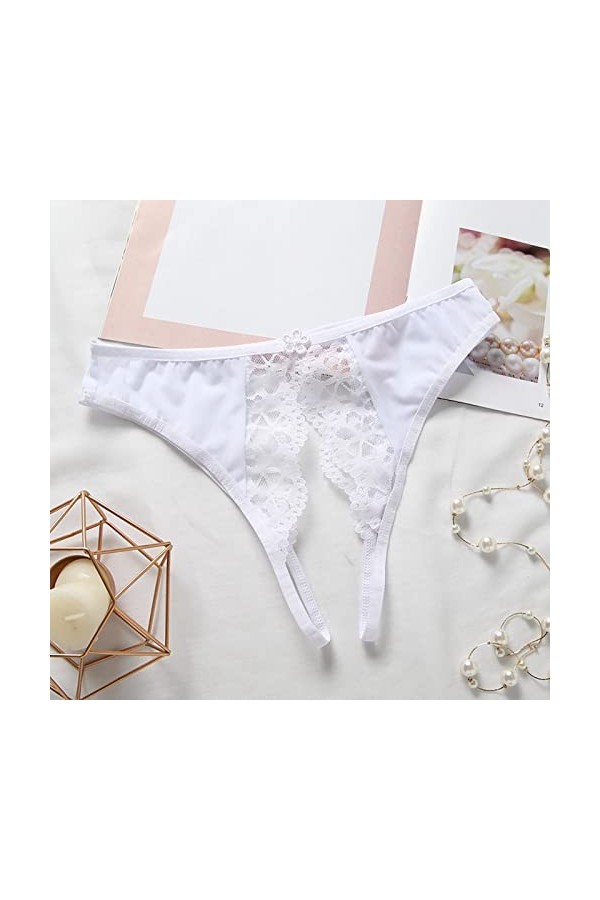 Ncenglings Débardeur Rouge Sexy Femmes Sexy Open File String Transparent Mesh Avant Et Arrière Open File Lace Edge Culotte Ta