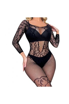 liaddkv Ensemble de lingerie sexy en résille à manches longues pour femme, c, taille unique