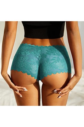 String en coton pour femme - Slip taille haute - Respirant - Culotte en dentelle - Stretch - Taille haute, Vert menthe., M