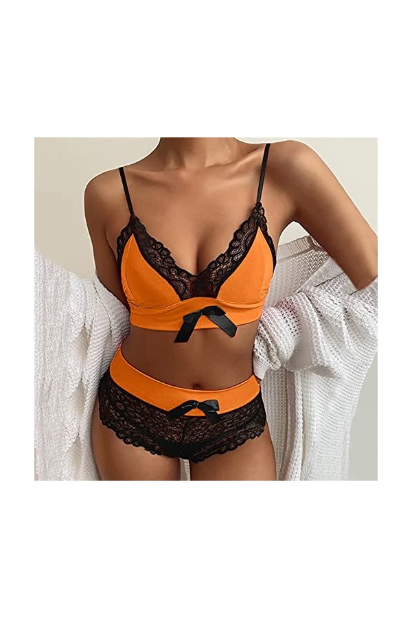 Ensemble Lingerie Femme 2 Pieces Sexy De Push-Up Dentelles sous-Vêtements De Seduction Dentelle Soutien-Gorge Body Et Culotte