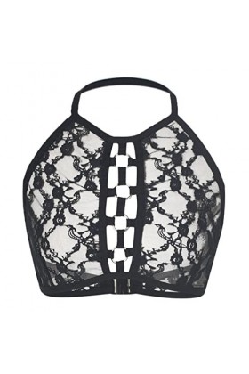 Lingerie sexy pour femme - Lingerie sexy - Push Up transparente - Bralette dos nu avec dentelle florale pétoncle buste pour f