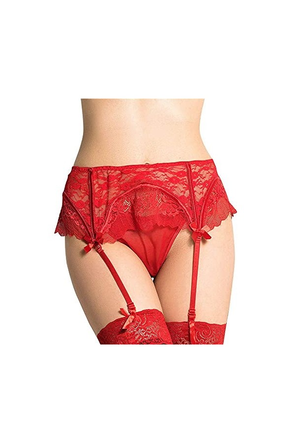 ohyeahlady Porte Jarretelles Et Bas Rouge Noir RéGlable Lingerie Grande Taille JarretièRe Bretelle JarretièRe Dentelle Noir,