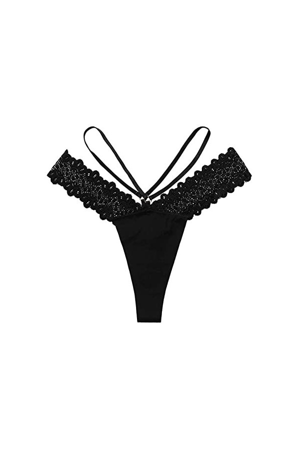 liaddkv Sexy Dentelle T-Pantalons Bas Taille Bas Bas Entrejambe Décoratif Entrejambe en T Respirant Séchage Rapide Sous-Vêtem