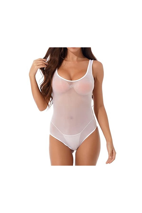 Ensemble de culottes sexy en maille pour femme - Dos nu - Dentelle - Chemise de nuit - Filet de pêche - Lingerie sexy - Avec 