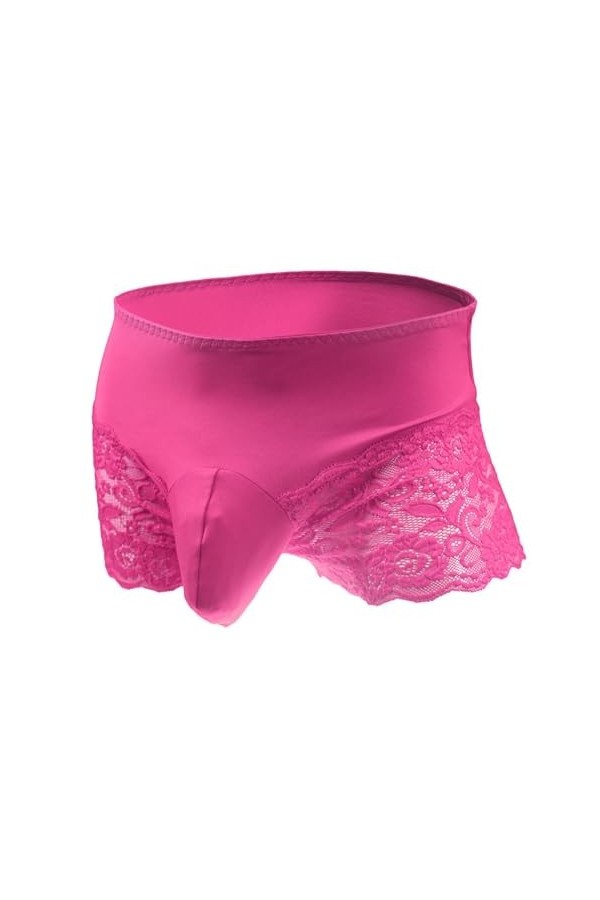BreakEgg String en dentelle pour homme - Taille basse - Sous-vêtements sexy pour homme - Lingerie de nuit bombée sur le devan