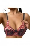 Bustier Femme Sexy Dentelle Soutien-gorge Thorn Plus Size Sous-vêtements Brassière Bustier Top, rouge, 95D