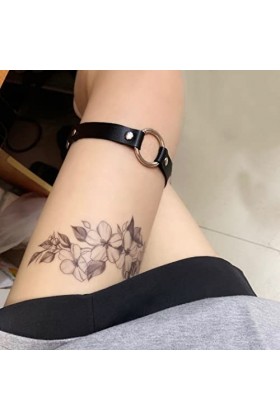 Borsgye Lot de 2 porte-jarretelles en cuir synthétique réglable pour jambe de cuisse, style punk gothique