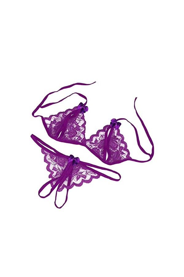 Femme Lingerie Sexy Ensemble Dentelle sous-Vetements Erotique Vêtements De Nuit 2 Pièce Ensemble Soutien Gorge et String Sexy