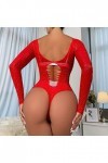 Générique Lingerie Sexy pour Femme Dames Sexy brillant Lingerie à manches longues maille Transparent creux Sexy Lingerie culo