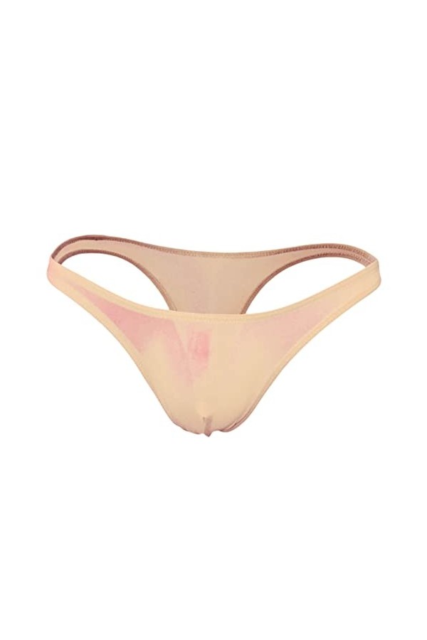 CUTeFiorino String sans couture pour homme - Double couche - Imprimé rayures verticales - Séchage rapide, beige, taille uniqu