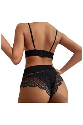 Vêtements De Nuit Femme Sexy Ensemble Soutien Gorge et String Dentelle sous-Vetements 2 Pièce Lingerie Sexy Ensemble Erotique