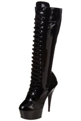 Pleaser DELIGHT-2023 Blk STR Faux Leather/Blk Matte UK 2 EU 35 