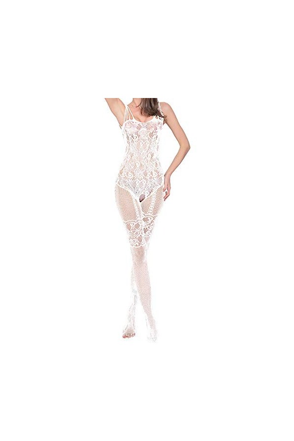 Combinaison Sexy Femme érotique Mesdames Sexy Creux Chaud Forage Net Bas Sexy Body Net vêtements Entrejambe Bas Crotchles a-