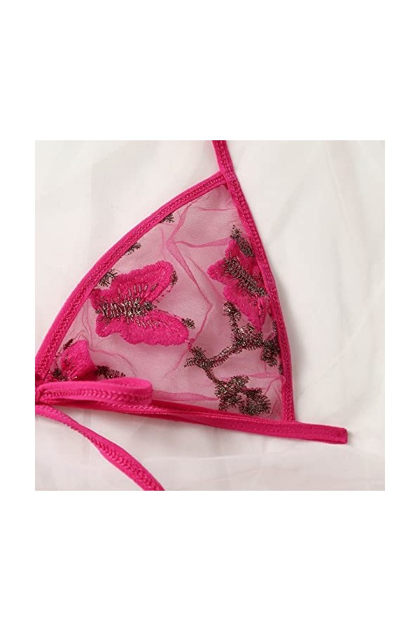 YWSTYllelty Body Sexy sous-vêtements érotiques Soutien-Gorge à Trois Points T Pantalon Trois Femmes brodées sous-vêtements Se