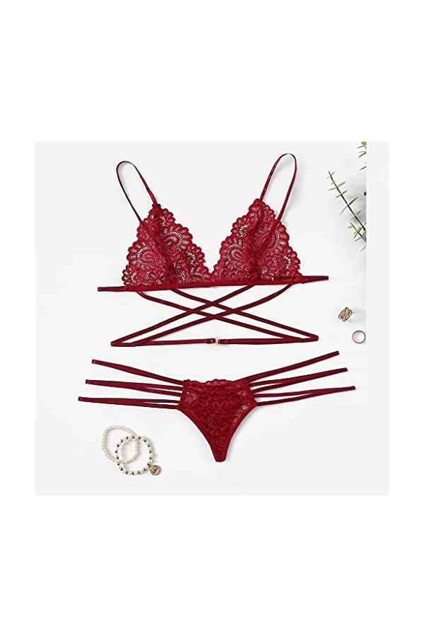 Lingerie Sexy Ensemble Femme Sexy Ensemble Soutien Gorge et String 2 Pièce sous-Vetements Erotique Vêtements De Nuit Dentelle