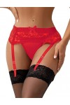 comeondear Porte-jarretelles Femme Sexy Dentelle avec 4 Pinces Réglable Jarretelles Noir avec G-string Guepiere Grande Taille