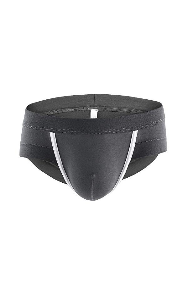 Hommes Sexy Coton Shorts sous-vêtements Doux Renflement Pouch Slip Body Sexy pour Grey, XXL 