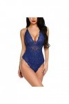 Hasagimol Lingerie Sexy Femme éRotique Pute One-Piece Deep V Dos Nu Réglable Teddy Sous-VêTement Dentelle Babydoll Body Combi