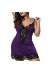 CUTeFiorino Lingerie pour femme - Grande taille - Robe en dentelle - Col en V - Pyjama - Sous-vêtements pour femme, lilas, XX