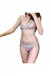 Ensemble de lingerie sexy pour femme Effet mouillé, bleu, M
