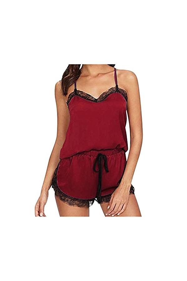 liaddkv Lingerie sexy pour femme, rouge, M