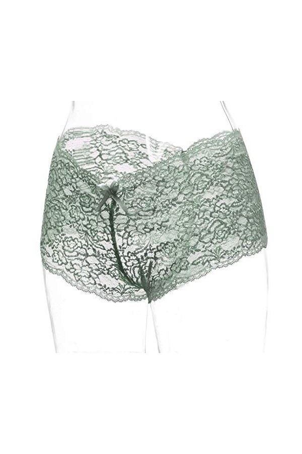 Culottes respirantes pour femme - Taille haute - Culotte en dentelle - Culotte pour femme - Taille haute, vert, L