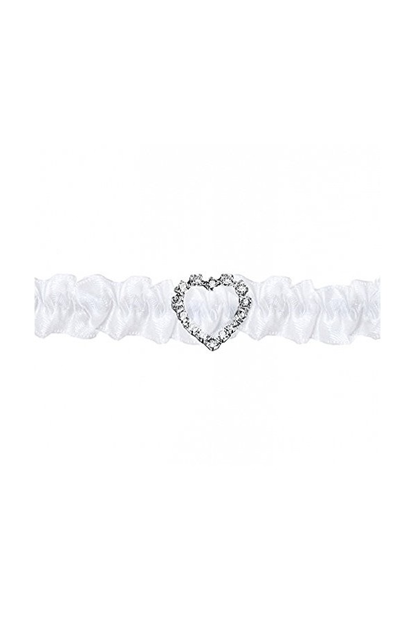 Party Deco Jarretière avec nœud et Pierre, Blanc et Bleu, Largeur 3,5 cm