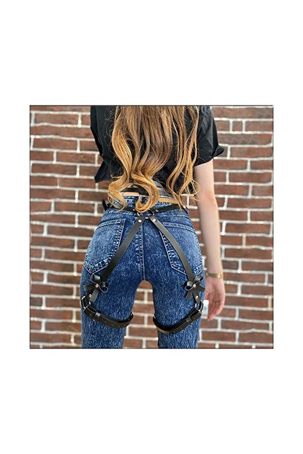 Funlove Porte-jarretelles en cuir avec porte-jarretelles et porte-jarretelles réglable