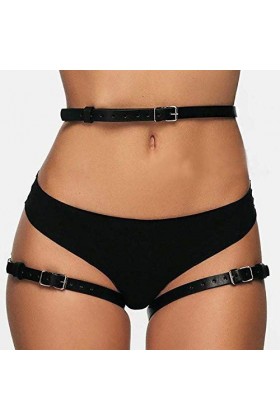 Funlove Porte-jarretelles en cuir avec porte-jarretelles et porte-jarretelles réglable