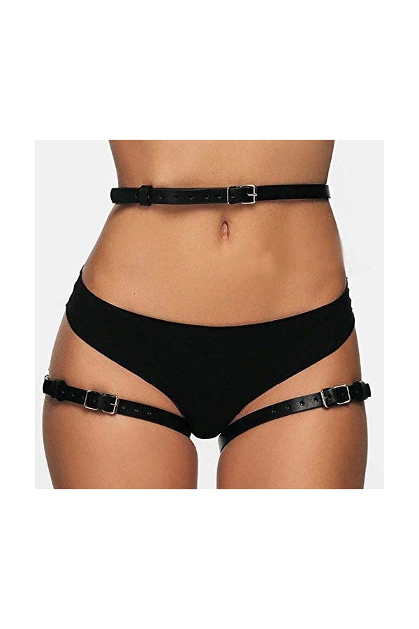 Funlove Porte-jarretelles en cuir avec porte-jarretelles et porte-jarretelles réglable
