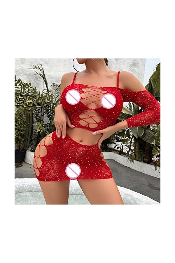Lingerie Sexy Femme Coquine Hot Grande Taille Sexy résille Dame Sexy Sexy Robe Femmes Sexy sous-vêtements Robe Solide Couleur