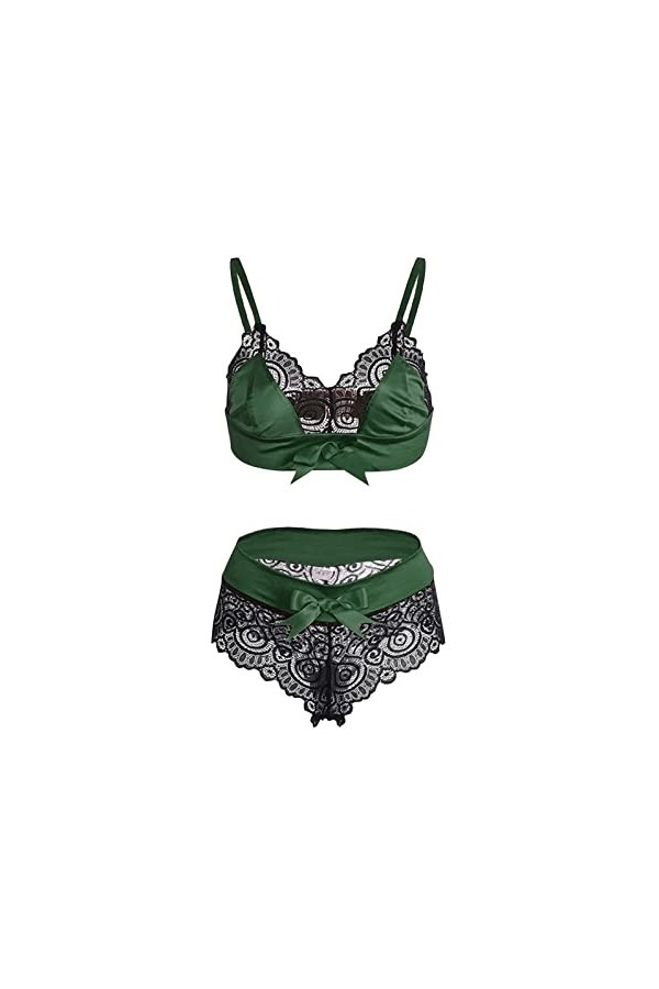 Vêtements De Nuit Femme Sexy Ensemble Soutien Gorge et String Dentelle sous-Vetements 2 Pièce Lingerie Sexy Ensemble Erotique