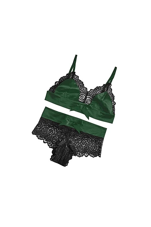 Vêtements De Nuit Femme Sexy Ensemble Soutien Gorge et String Dentelle sous-Vetements 2 Pièce Lingerie Sexy Ensemble Erotique
