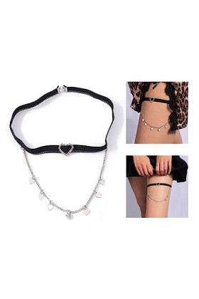 Chaîne De Cuisse en Forme De Cœur À Couche Unique Chaîne De Jambe en Strass Anti-dérapant Accessoires De Jambe De Boîte De D