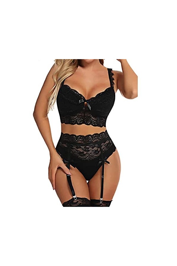 Lingerie Cuir Femme Sexy sans Bretelles Amovibles Push Up Armatures Soutien-Gorge sous-vêtements Lingerie Coquine Érotique Un